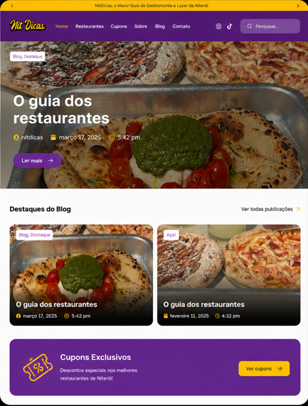 Site catálogo criado pela Create.cc para NitDicas — desenvolvimento de site responsivo profissional